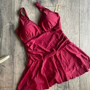 NWT Shekini swimsuit burgundy one piece swimsuit size XXL